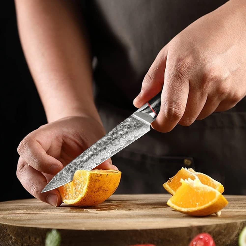 (3-tlg) Küchenmesser Set Damastmesser Hammerschlagoberfläche KEENZO 3tlg.Damaststahl Messer-Set