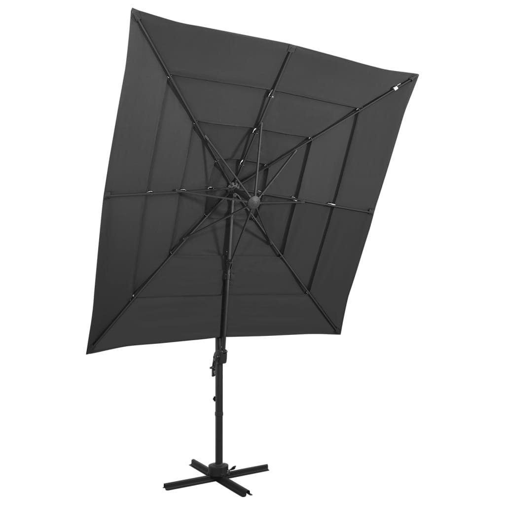 vidaXL Sonnenschirm Sonnenschirm mit Aluminium-Mast 4-lagig Anthrazit 250x250 cm