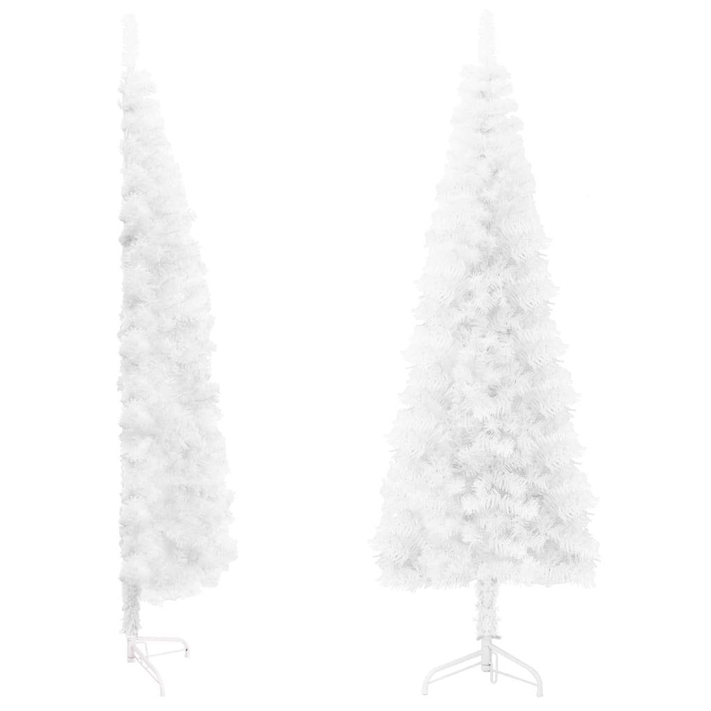 furnicato Künstlicher Weihnachtsbaum Künstlicher Halb-Weihnachtsbaum mit Ständer Schlank Weiß 150 cm | Künstliche Weihnachtsbäume