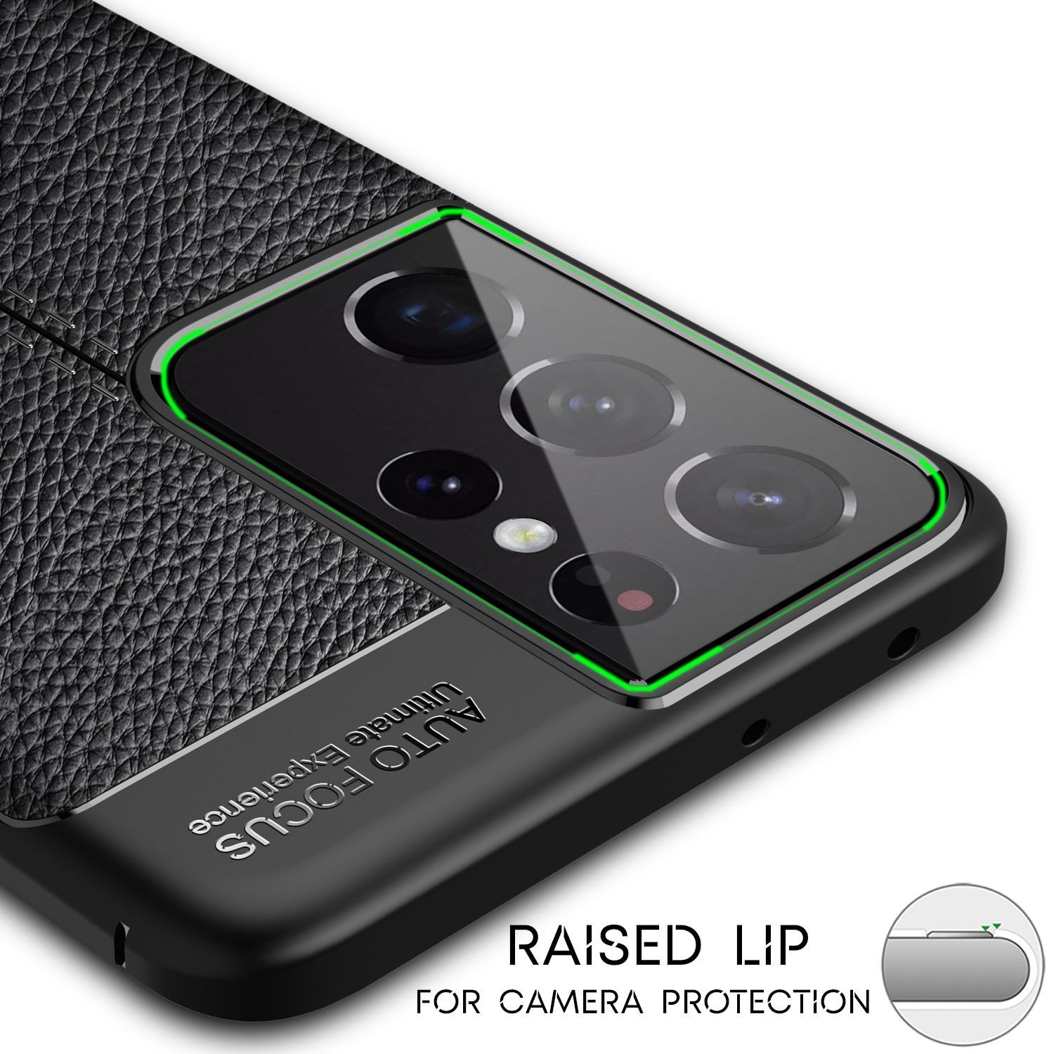 Nalia Smartphone-Hülle Samsung Galaxy S21 Ultra 17,3 cm (6,8 Zoll), Leder-Look Silikon Hülle / Anti-Fingerabdruck / Kratzfest / Rutschfest
