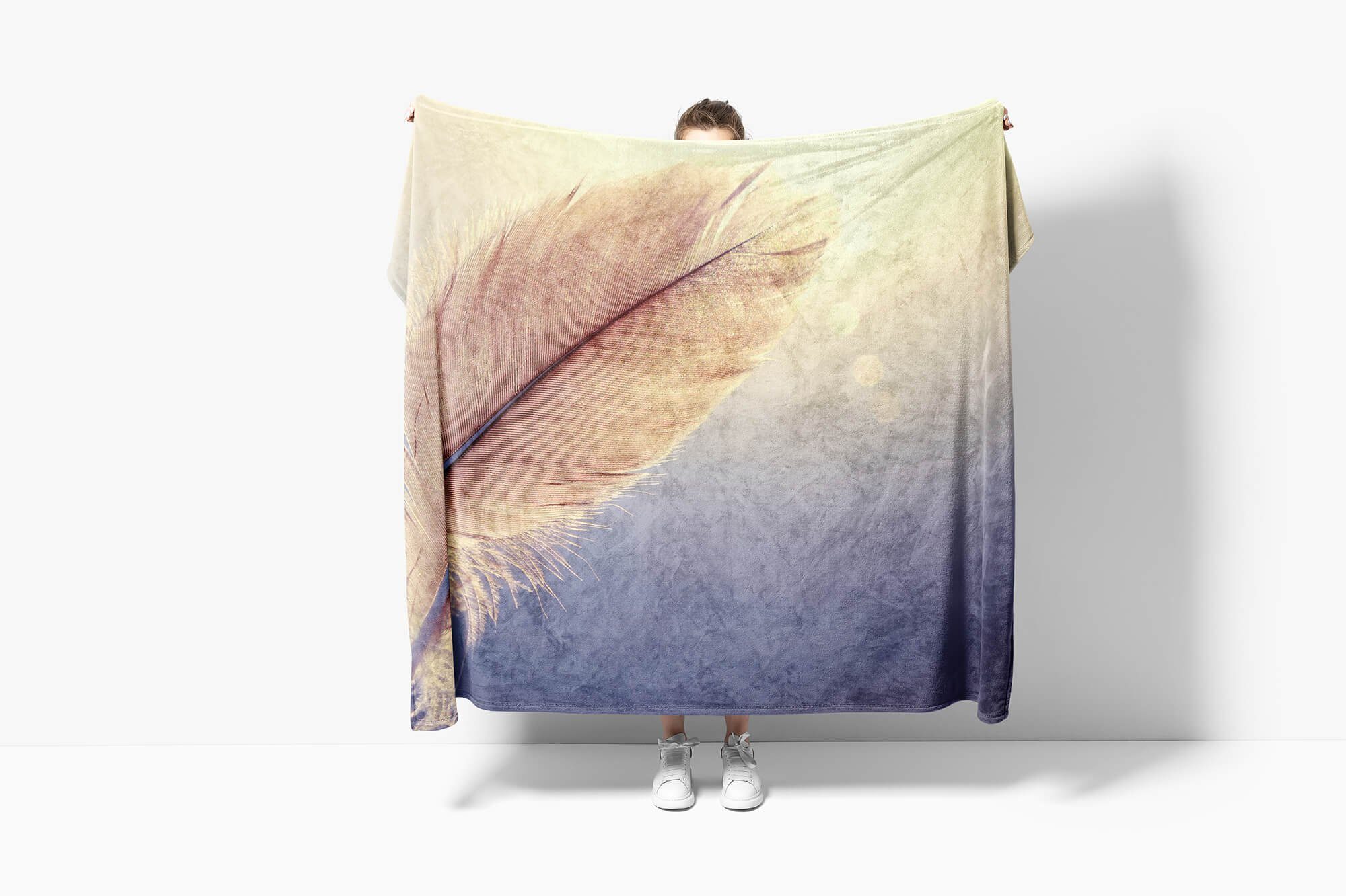 Handtuch Fotomotiv Sonnenstrahl, (1-St), Kuscheldecke Baumwolle-Polyester-Mix mit Art Strandhandtuch Feder Handtuch Saunatuch Sinus Handtücher