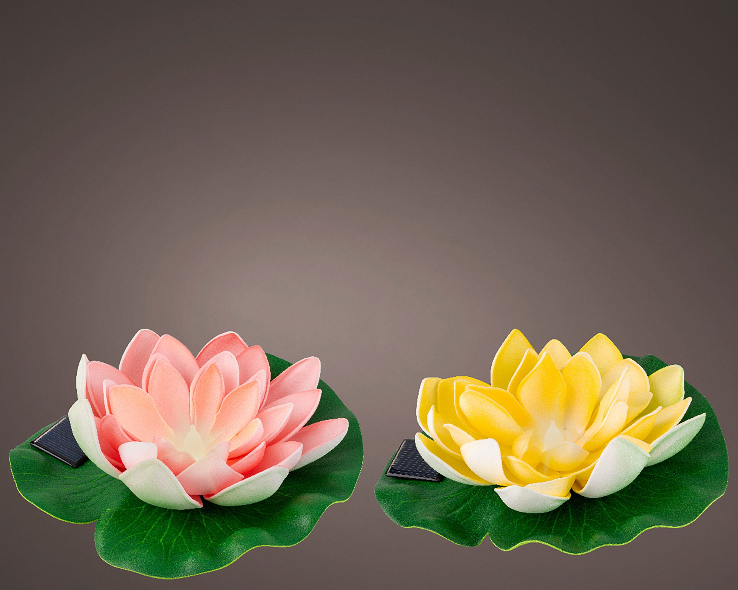 Lumineo LED Solarleuchte, Dauerlicht, warmweiß, Solar Licht LED Seerose 17x6cm Kunststoff Warmweiß 1 Stück sortiert