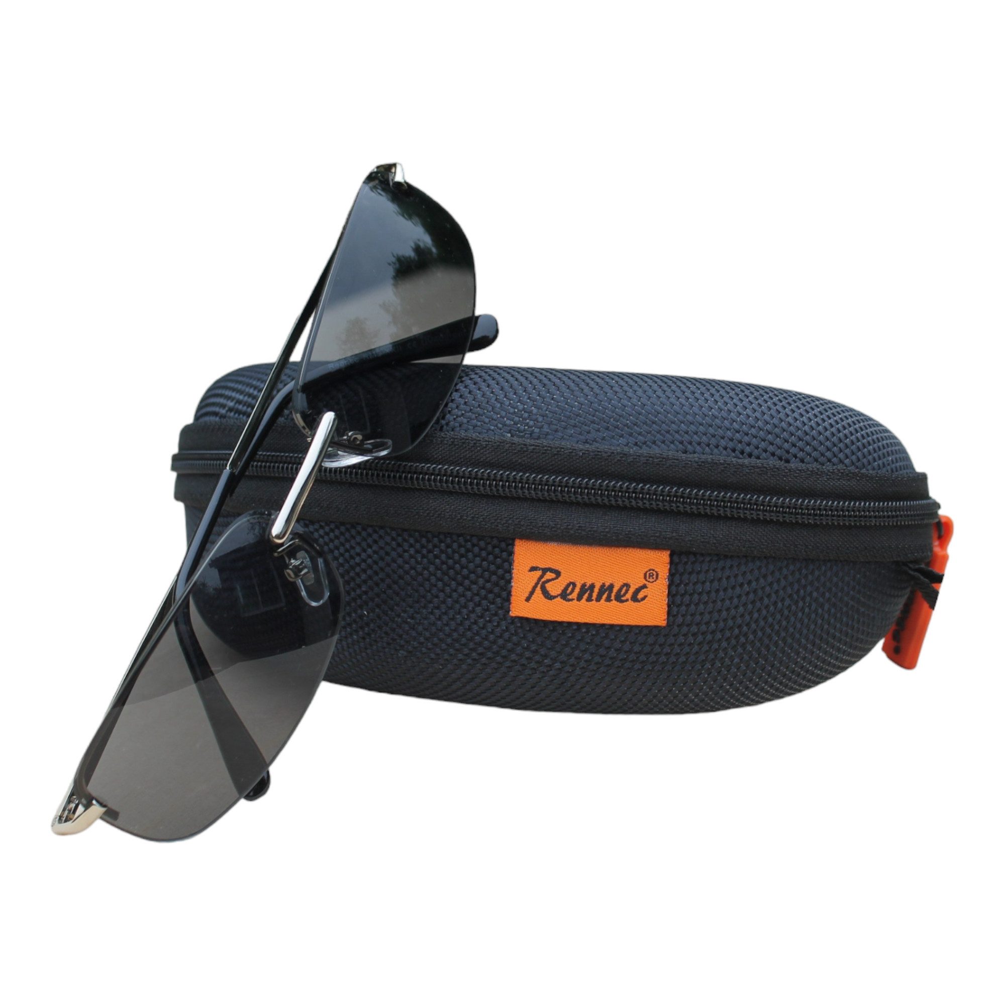Rennec Sonnenbrille (Edelstahl Sonnenbrille mit Hardcase) Schmal, Randlos, günstig online kaufen