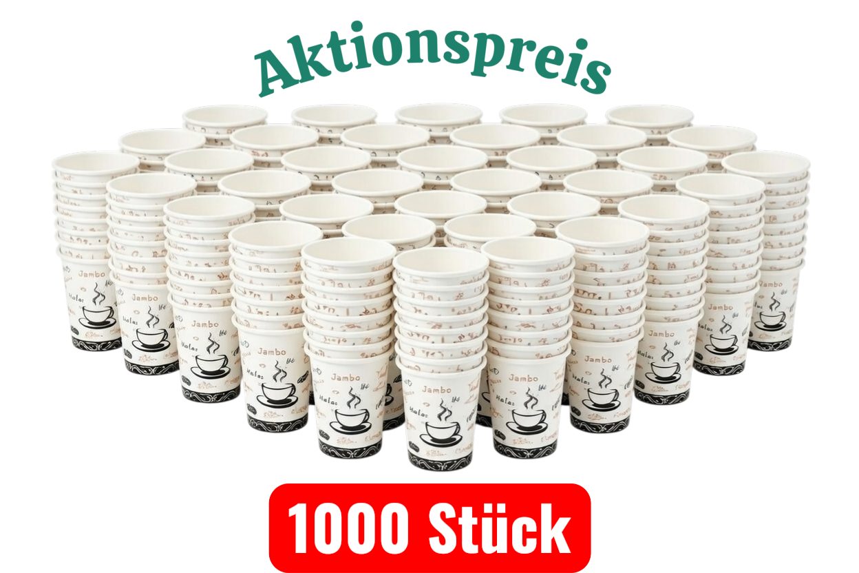 Taskent Einwegbecher 1000 Kaffeebecher To Go 190 ml/ 6.5 oz Pappbecher to go Becher Einweg, 1000-tlg.
