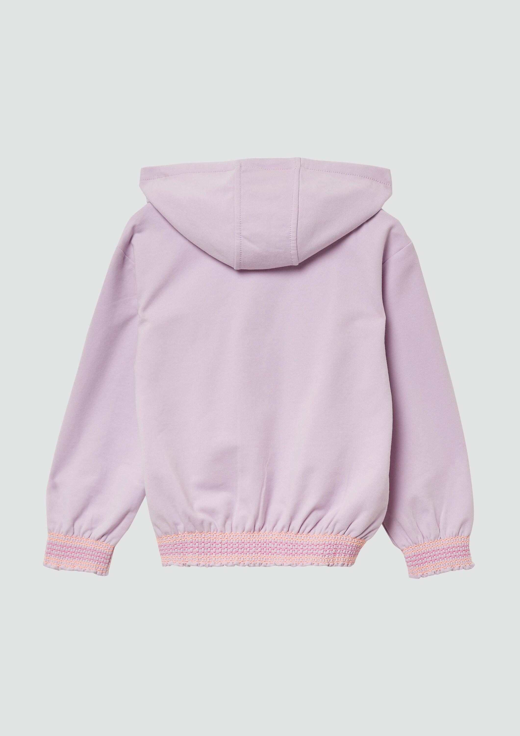 s.Oliver Sweatjacke Sweatshirt Jacke Sweatjacke mit Glitzerpint und Smok-Details