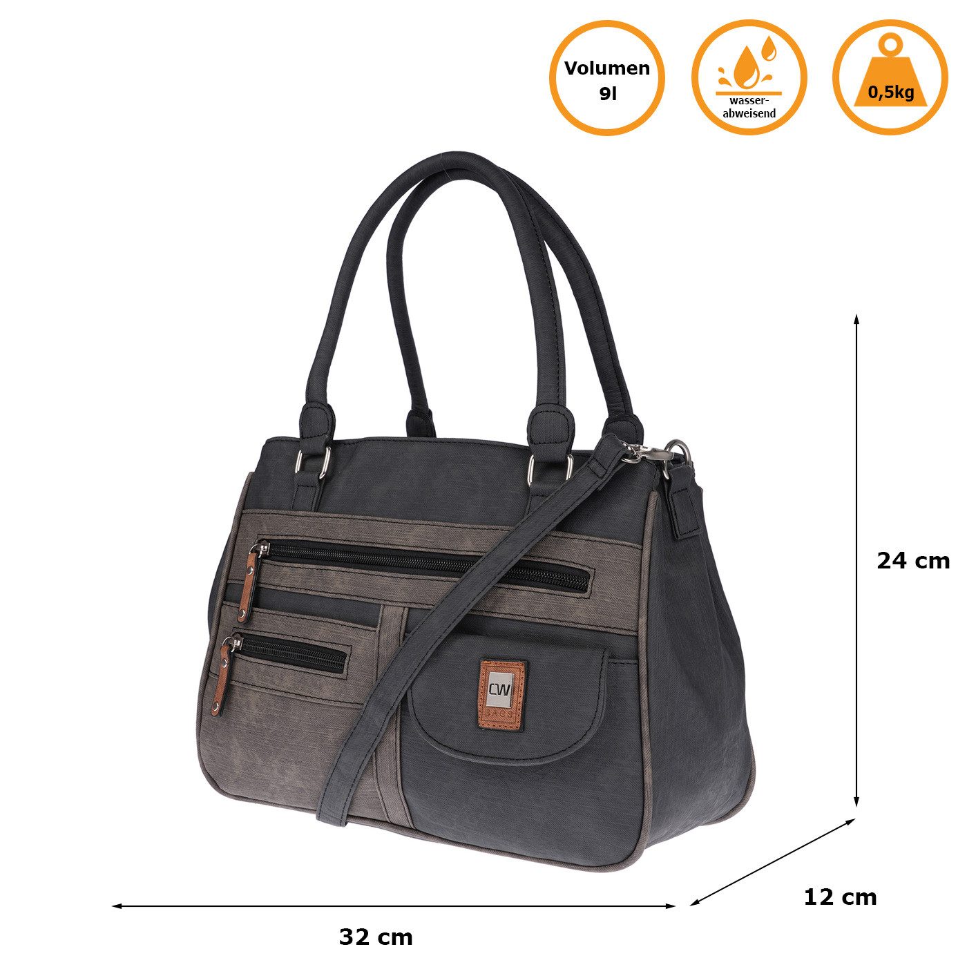 Christian Wippermann Henkeltasche Große Damen Tasche Umhängetasche Schultertasche (1 tlg), Henkeltasche