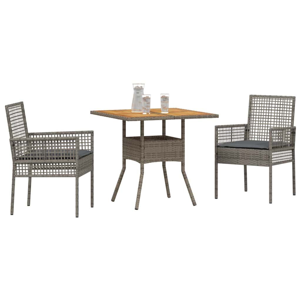 vidaXL Gartenlounge-Set Garten Essgruppe 3 stk. Grau Poly-Rattan, (3-tlg)