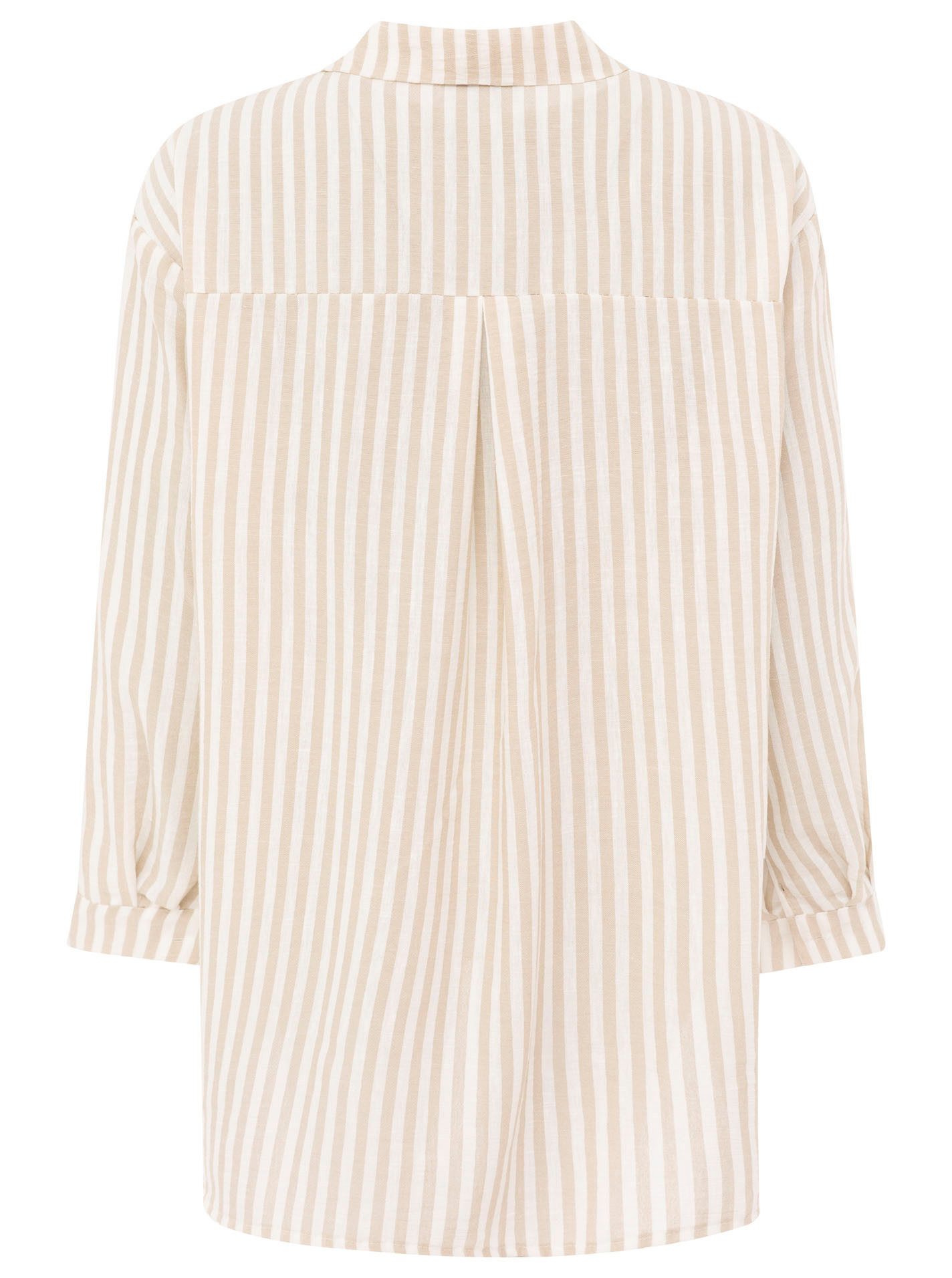 Zwillingsherz Hemdbluse "Rock n' Roll Patches" gestreift, länger geschnitten, auffallende Teddy-Patches, Knopfleiste