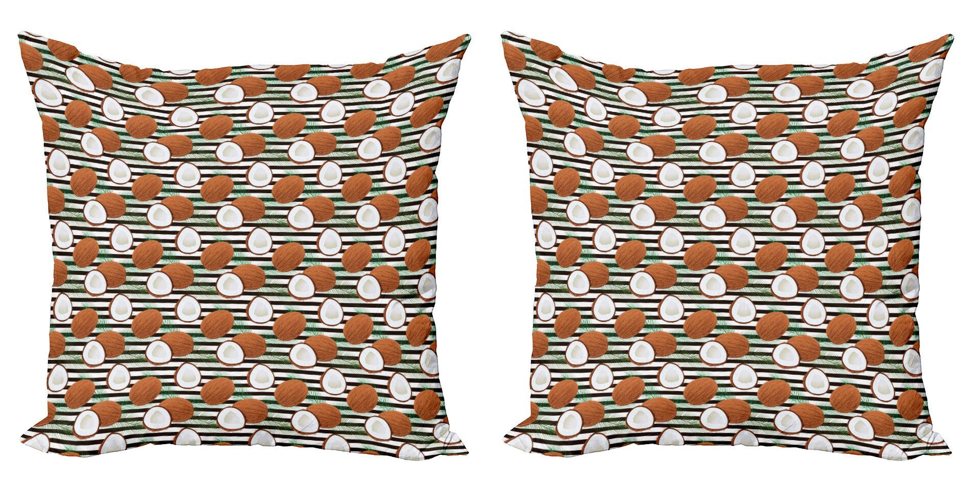 Kissenbezüge Modern Accent Doppelseitiger Digitaldruck, Kokosnuss Stück), auf Tropische Streifen (2 Frucht Abakuhaus