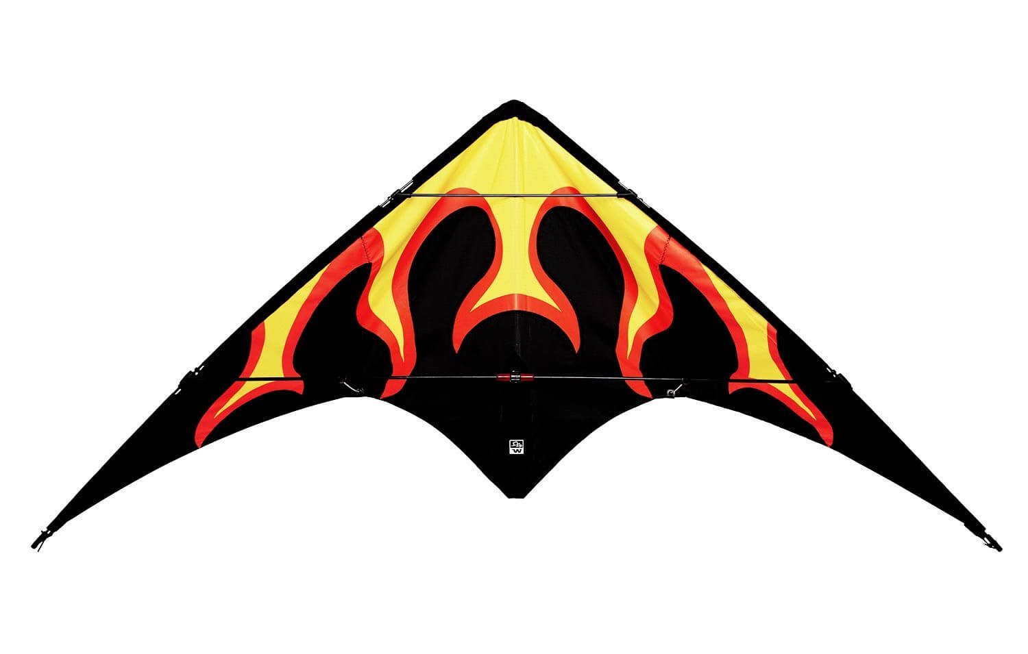 Wolkenstürmer Kite Ready to Fly Lenkdrachen Set für Kinder & Anfänger, (Robuster Stabdrachen für Kinder Outdoor Flugspaß Tricks, 1-tlg), Kite für Einsteiger mit 136 cm mit Feuermotiv (Flame) für Kinder ab 6