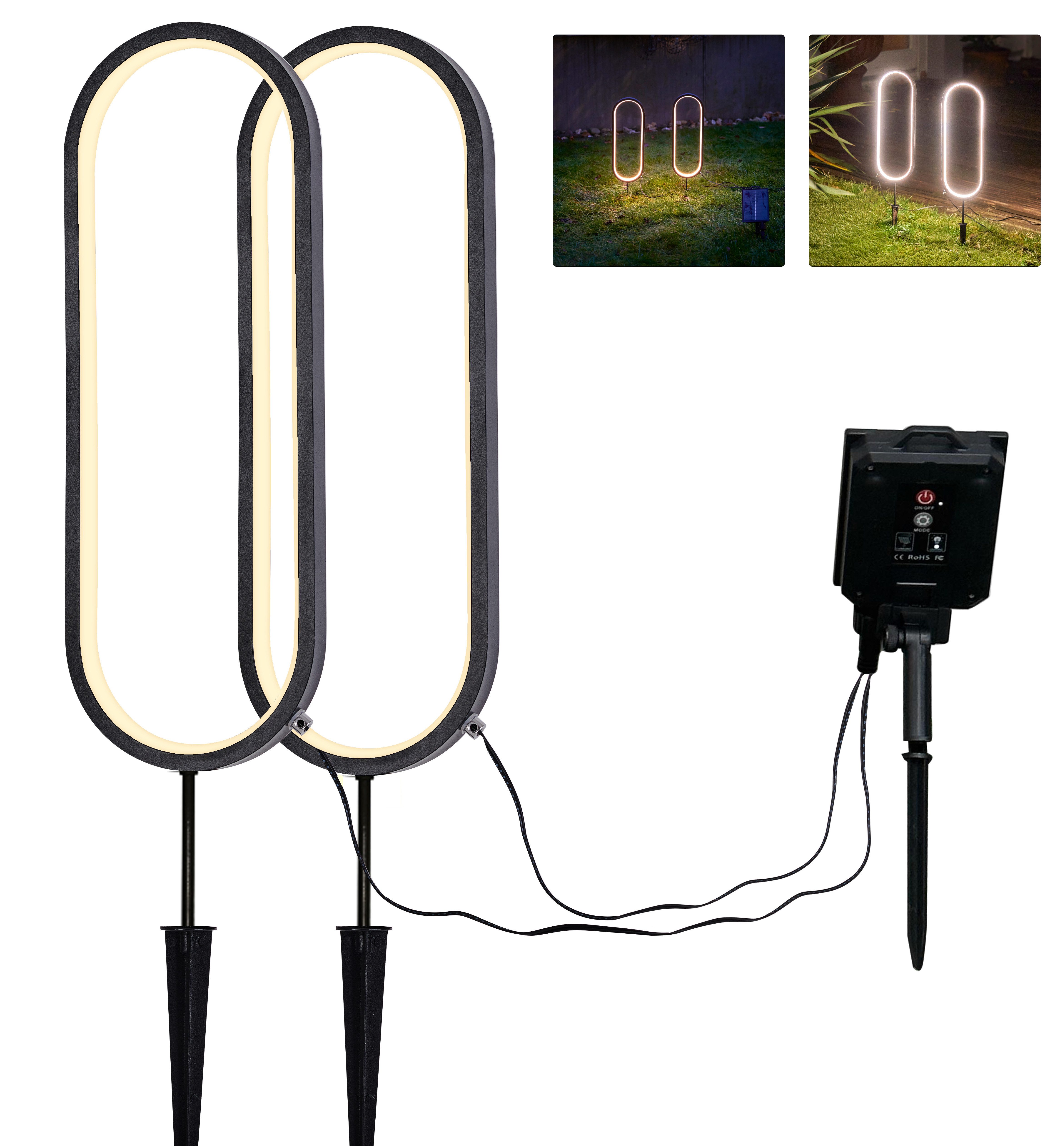 Northpoint LED Gartenleuchte Wegeleuchte Solarleuchte warmweißes Licht wetterfest Akku