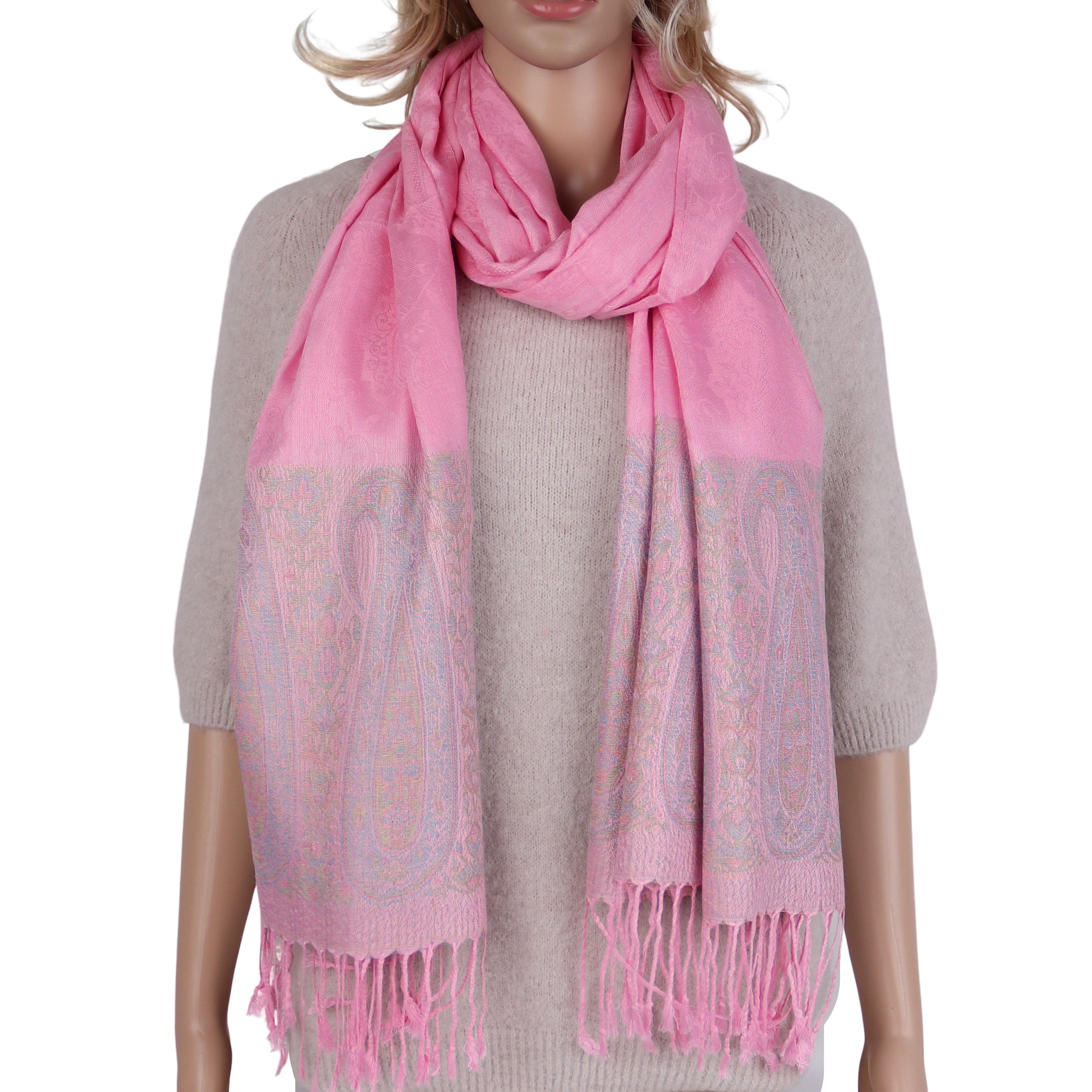 MIRROSI Modeschal weicher Schal BOHO Paisley mit Fransen, 70x180cm, (angesagtes BOHO Paisley Muster), Damen Halstuch ideal für Herbst und Winter oder Ganzesjahr