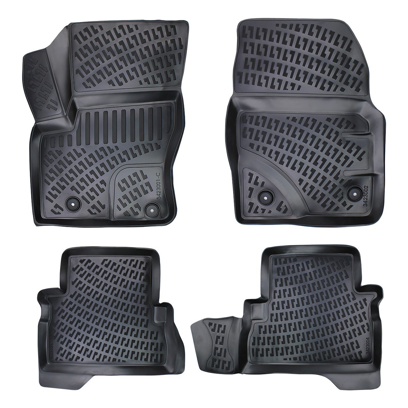 Passform-Fußmatten Kompatibel mit Ford C-Max 1 Gen 5 Sitzer 2003-2010 3D Gummimatten