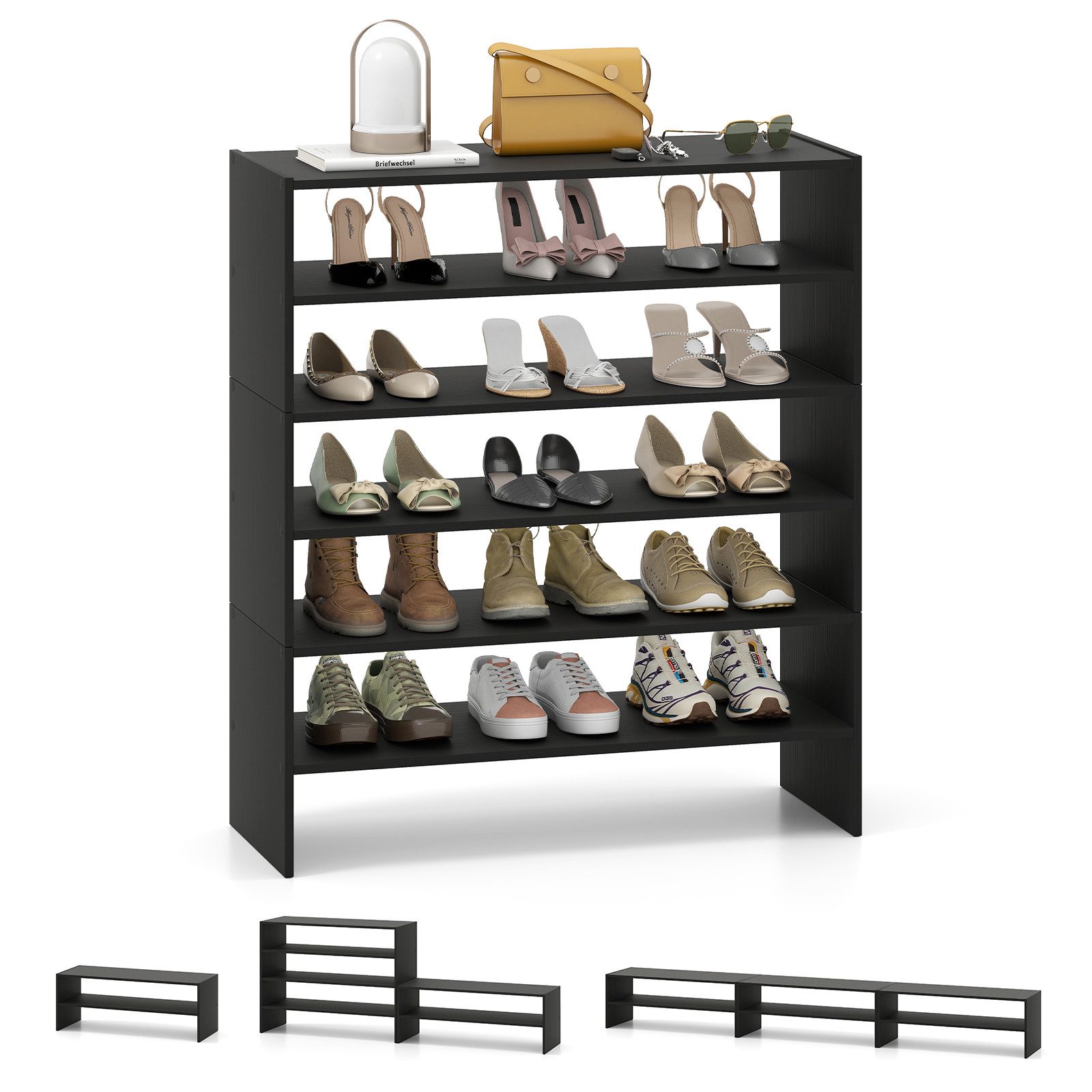 COSTWAY Schuhregal Holzschuhregal stapelbar Holz, Moderner Schuhturm