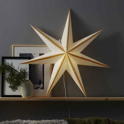 STAR TRADING LED Stern »Papierstern Randi Weihnachtsstern Leuchtstern hängend 7-zackig D: 75cm weiß gold«
