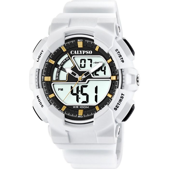 CALYPSO WATCHES Digitaluhr Calypso Herren Uhr K5771/1 (Armbanduhr) Herren Armbanduhr rund Kunststoff PUarmband weiß Sport