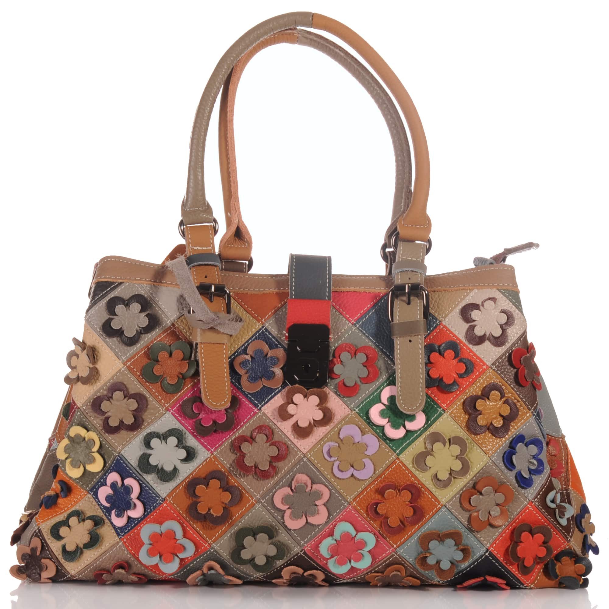 KMISSO Henkeltasche Damen Patchwork Leder Umhänge Schulter Handtasche Italien 30658 (1-tlg), im eleganten Look