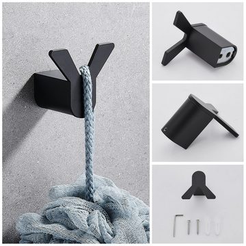 BlauCoastal Handtuchhalter 4-Teiliges Badetuchstange Badzubehör Set, Für Küche Bad,Schwarz