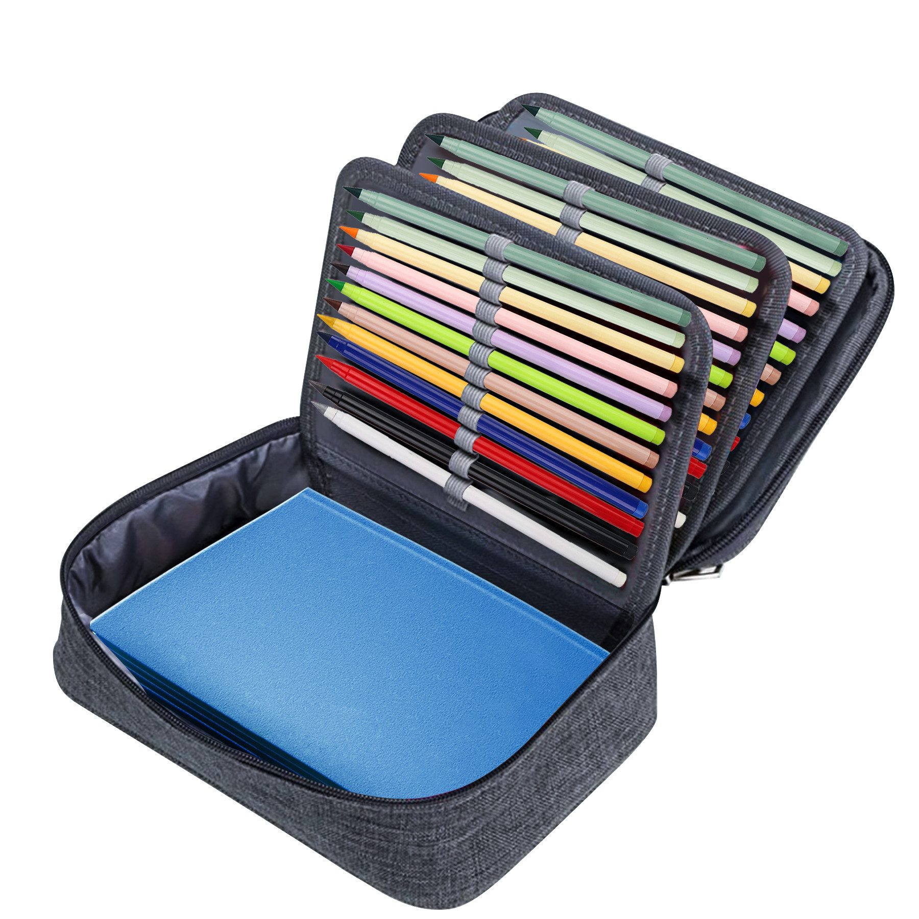 Mutig Federmäppchen Federmäppchen mit 72 Slots, hohe Kapazität, Bleistift-Organizer, (Stoff-Stifttasche, Bleistiftbeutel, Skizzen- und Zeichenbürstenhalter, für Schüler Jungen Jungen Mädchen und Büro), Mit Fächern, aus Oxford-Stoff, tragbar und langlebig und wasserdicht