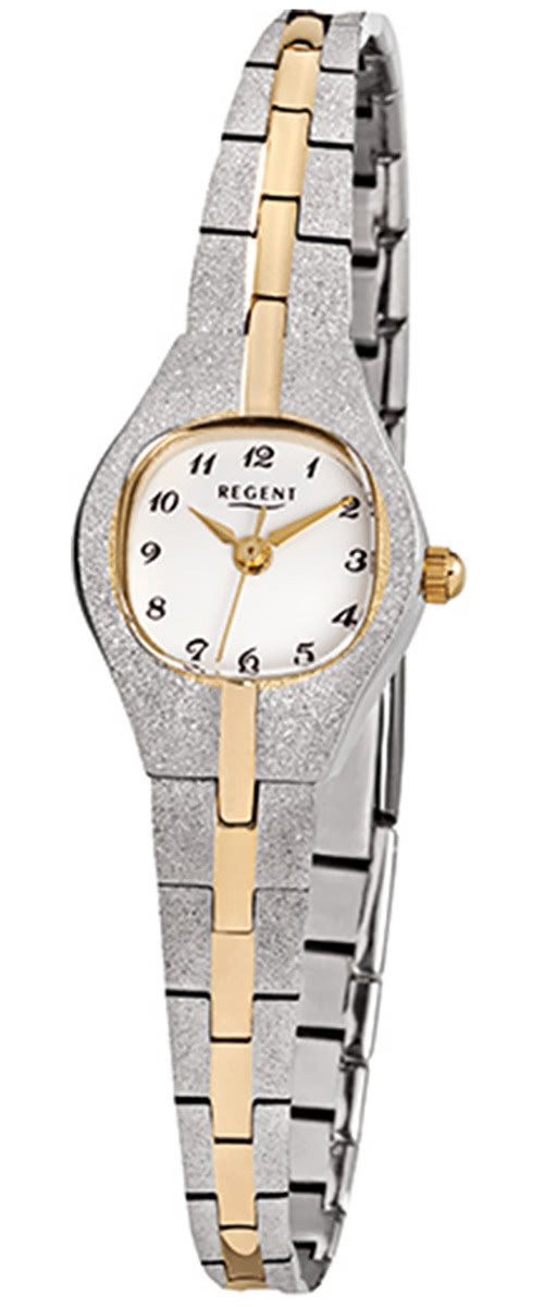 Regent Quarzuhr Regent Damen-Armbanduhr silber gold Analog, (Analoguhr), Damen Armbanduhr eckig, klein (ca. 18x23mm), Edelstahl, ionenplattiert