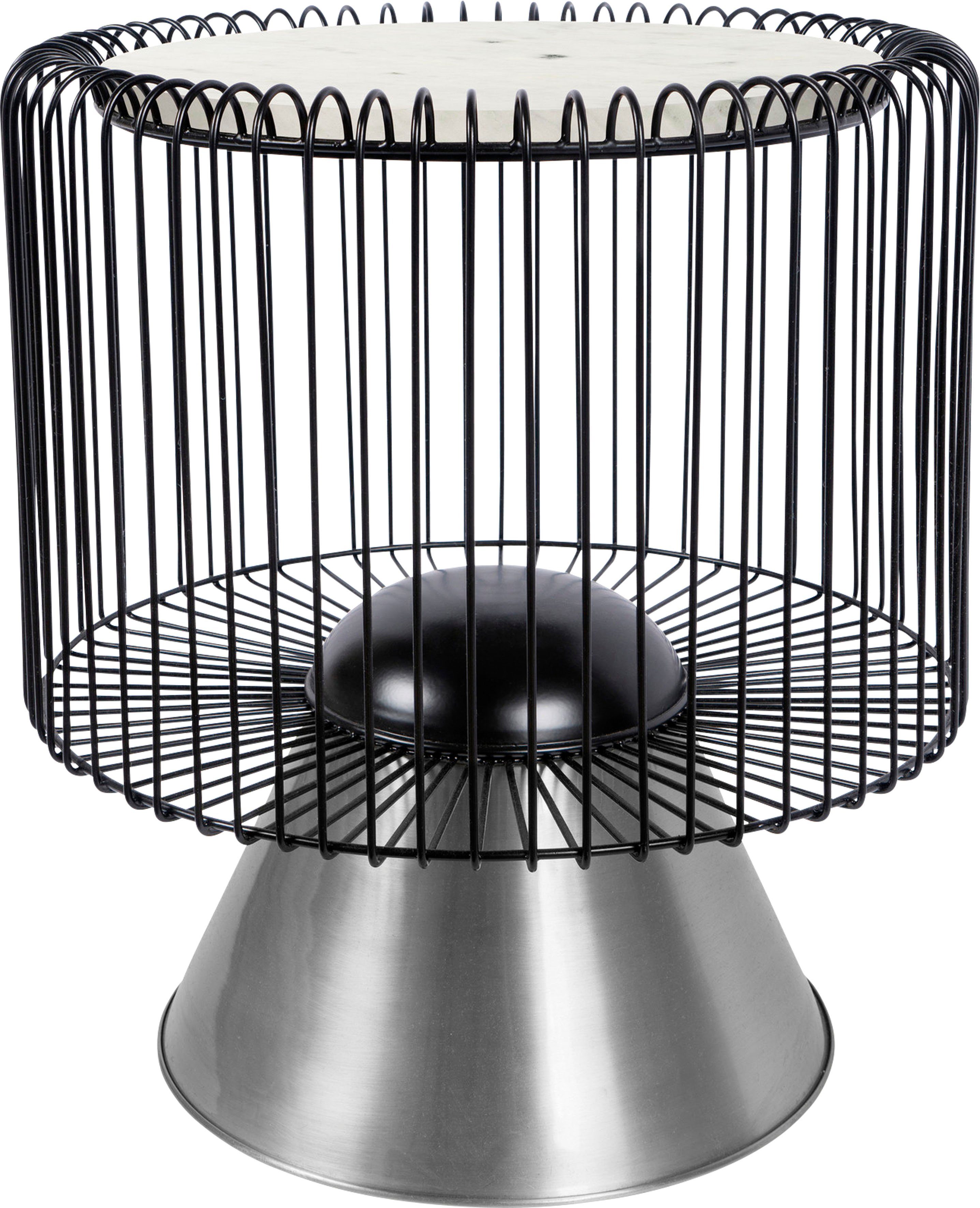 Kayoom Beistelltisch Malibu 125, Runde Platte aus original Marmor, pflegeleicht (1-St), ø-Marmorplatte: ca. 40 cm, angesagtes Metalldesign, pflegeleicht