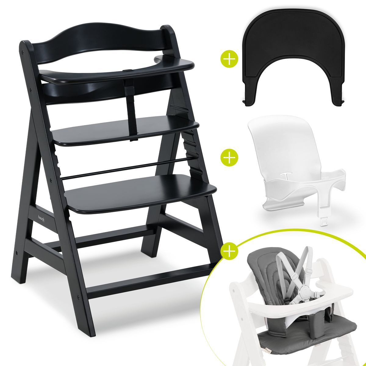 Hauck Hochstuhl Alpha Plus Black, Holz günstig online kaufen