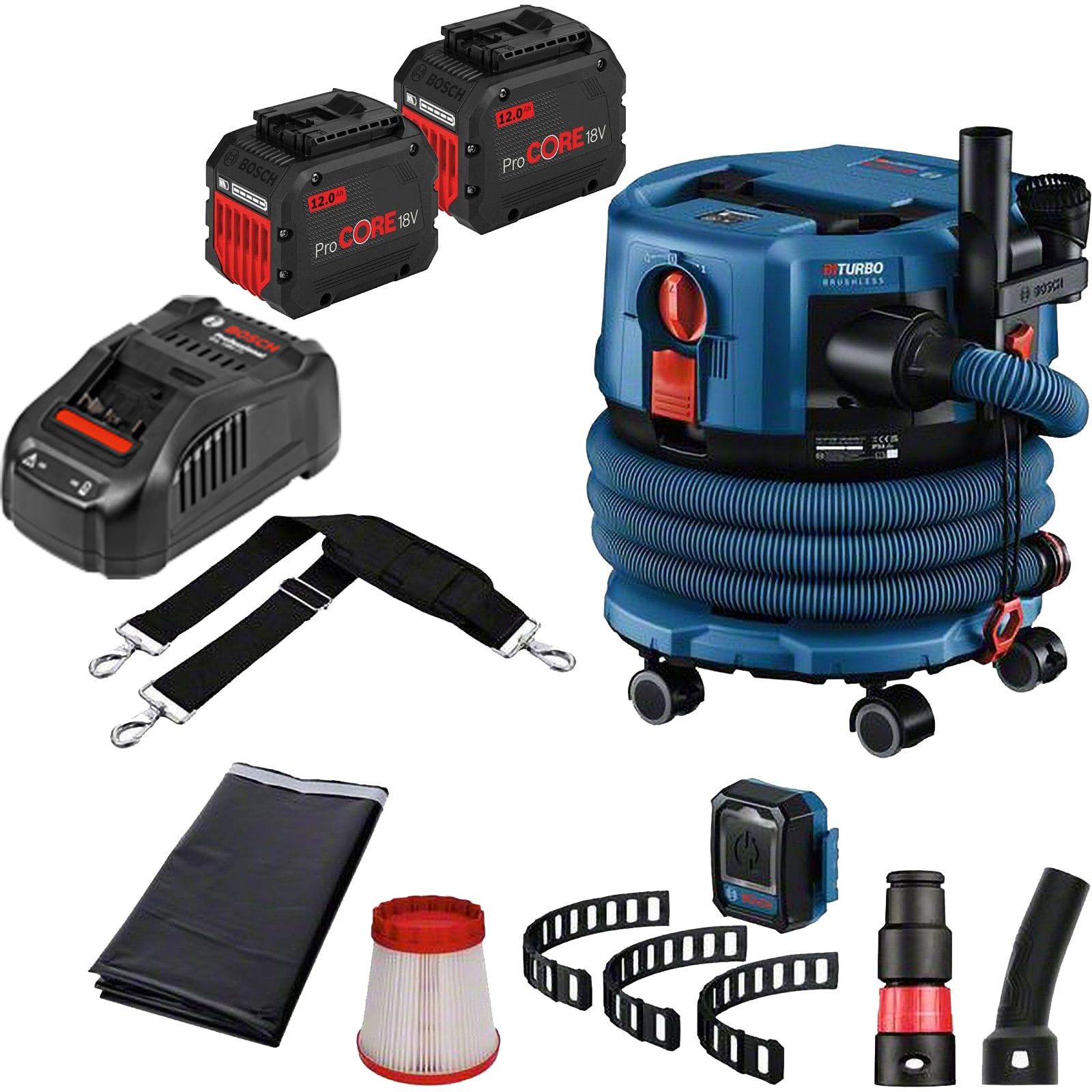 BOSCH Akku-Hand-und Stielstaubsauger Bosch Akku-Staubsauger GAS 18V-12 MC / 2x 12,0 Ah ProCORE + Ladegerät