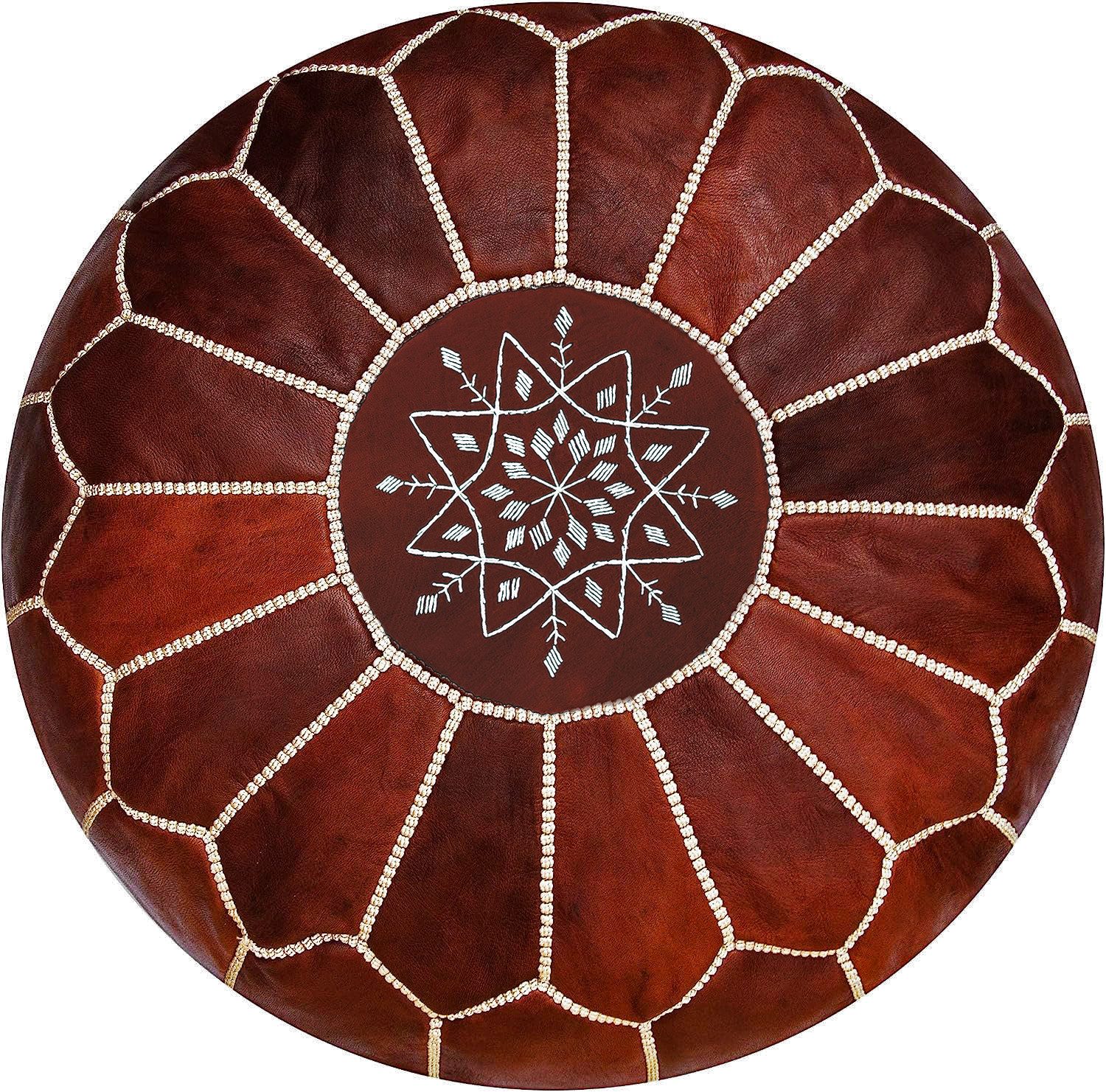 ALMADIH Pouf Leder Pouf Marokkanischer Echtleder Handarbeit Sitzsack