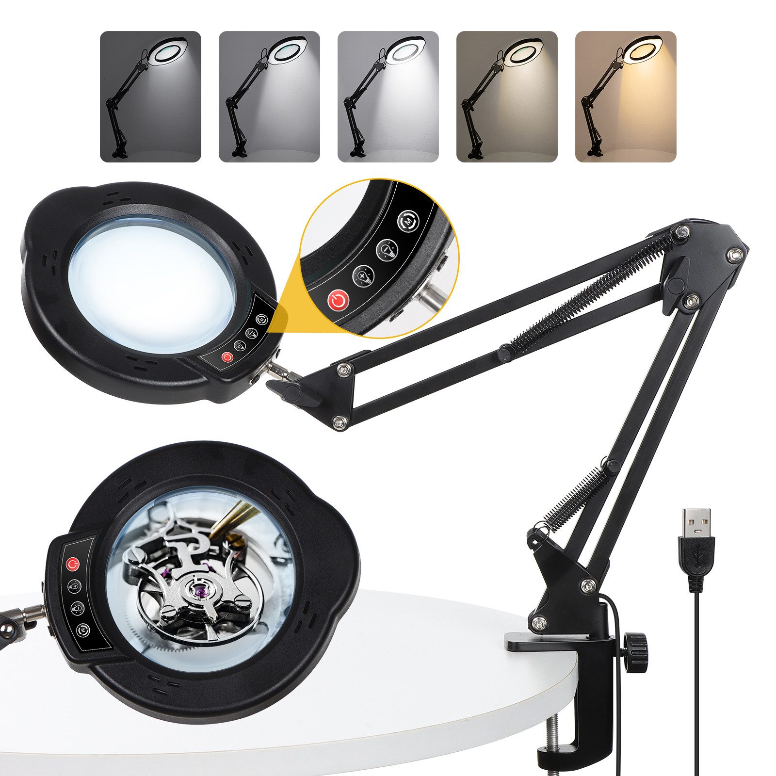 QUBEBU LED Klemmtischleuchte 10X Lupe mit günstig online kaufen