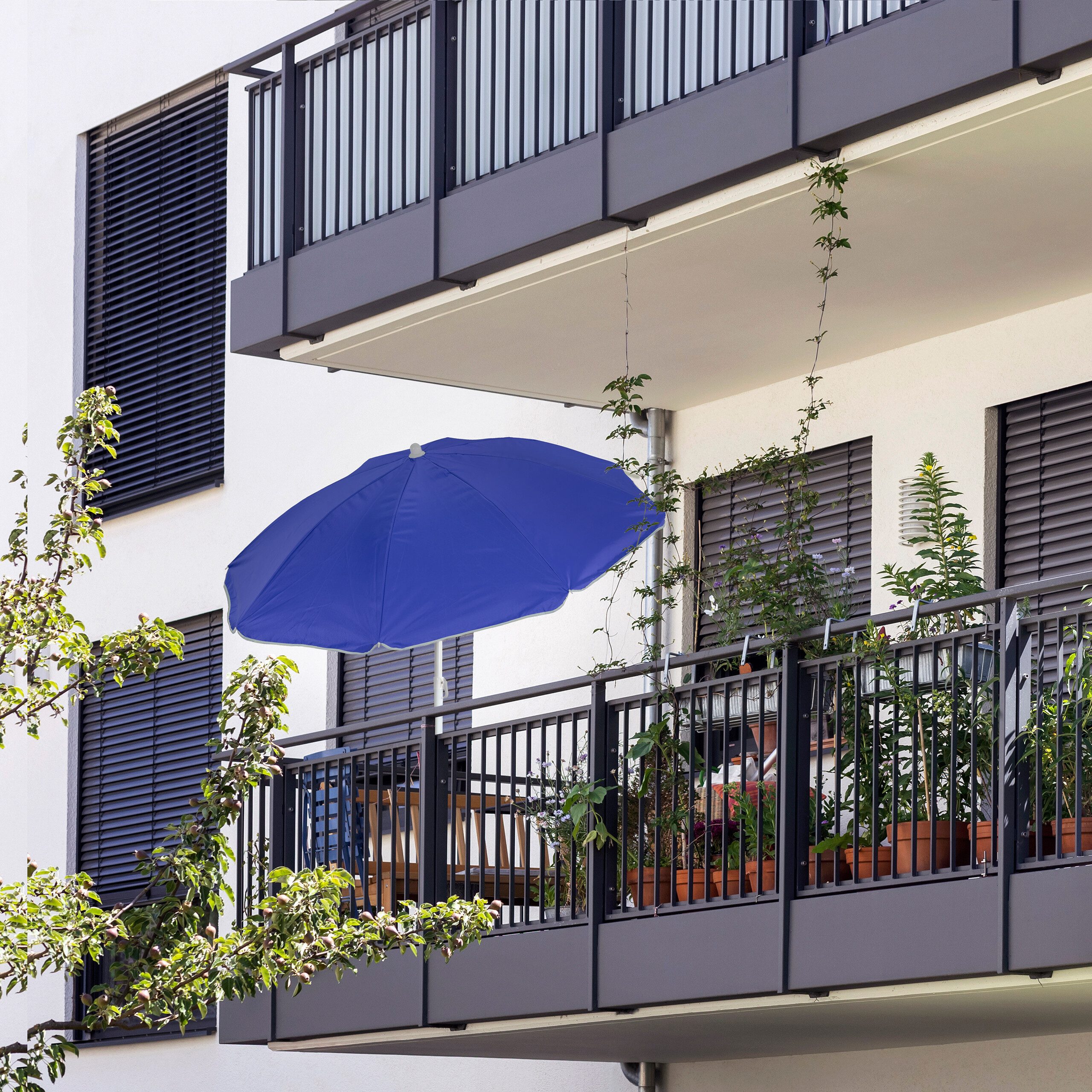 relaxdays Sonnenschirm Blauer Sonnenschirm 160 cm