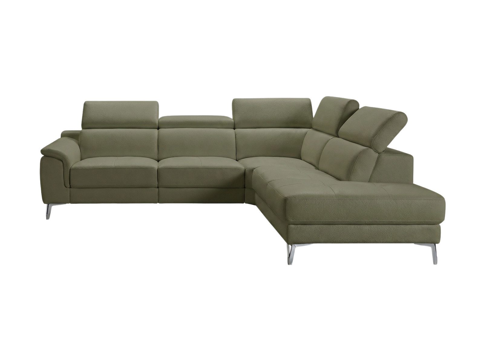 Villa Möbel Ecksofa Jardin, L-Form 1 Teile, Echtleder-Ecksofa mit Kopfteilverstellung fürs Wohnzimmer