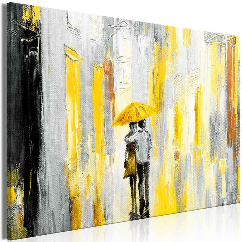 Artgeist Wandbild Umbrella in Love (1 Part) Wide Yellow