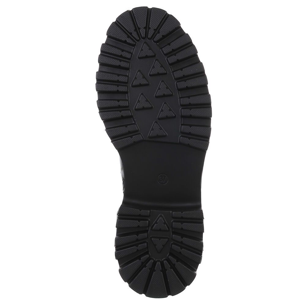 Ital-Design Echte Leder Boots mit Reißverschluss für Damen – Urban Style Plateaustiefelette (90648922) Blockabsatz Stiefeletten in Schwarz