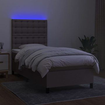 vidaXL Bettgestell Boxspringbett mit Matratze LED Taupe 100x200 cm Stoff Bett Bettgestel