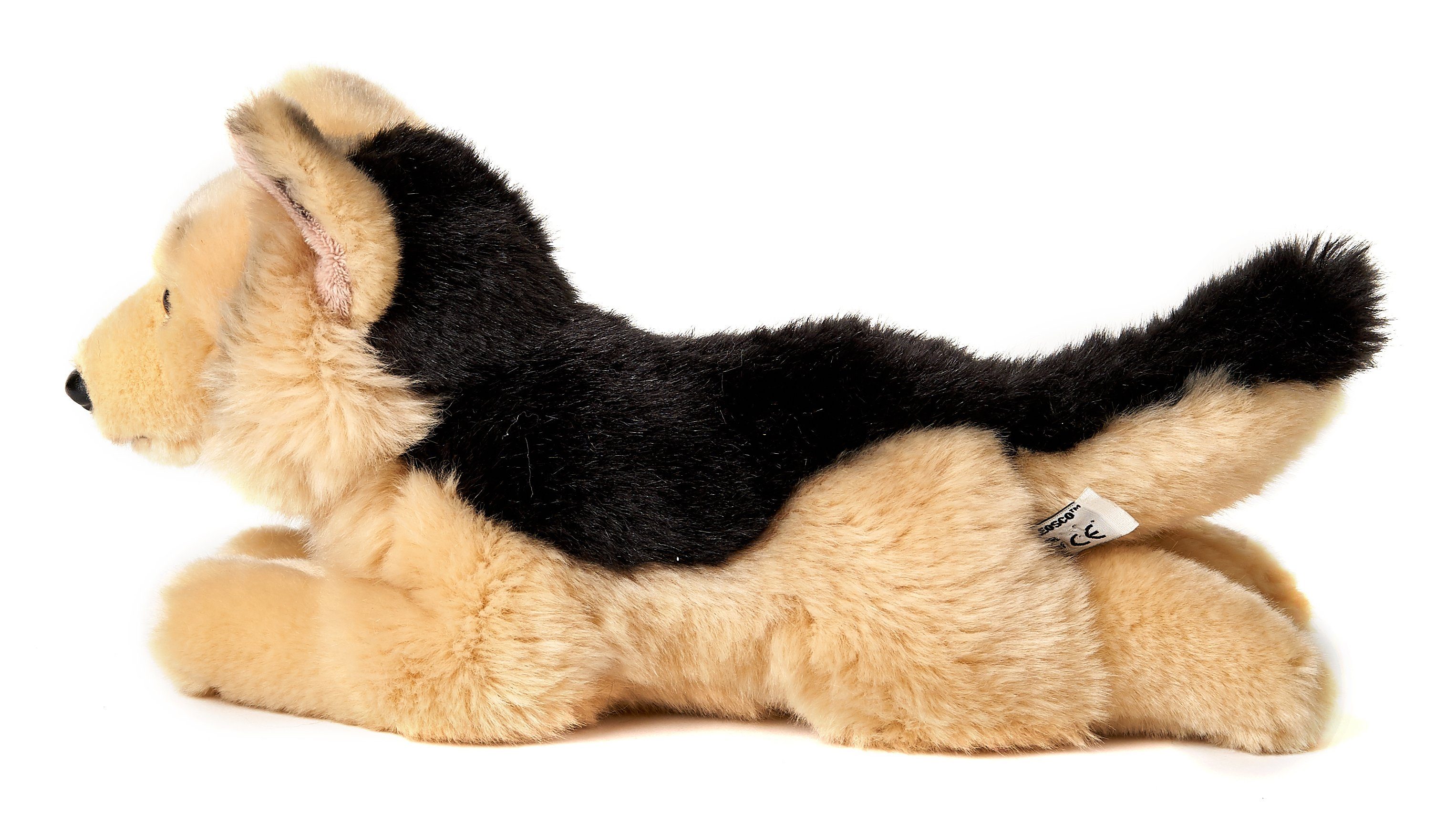 Uni-Toys Kuscheltier Deutscher Schäferhund, liegend - Länge 32 cm - Plüsch-Hund, Plüschtier, zu 100 % recyceltes Füllmaterial