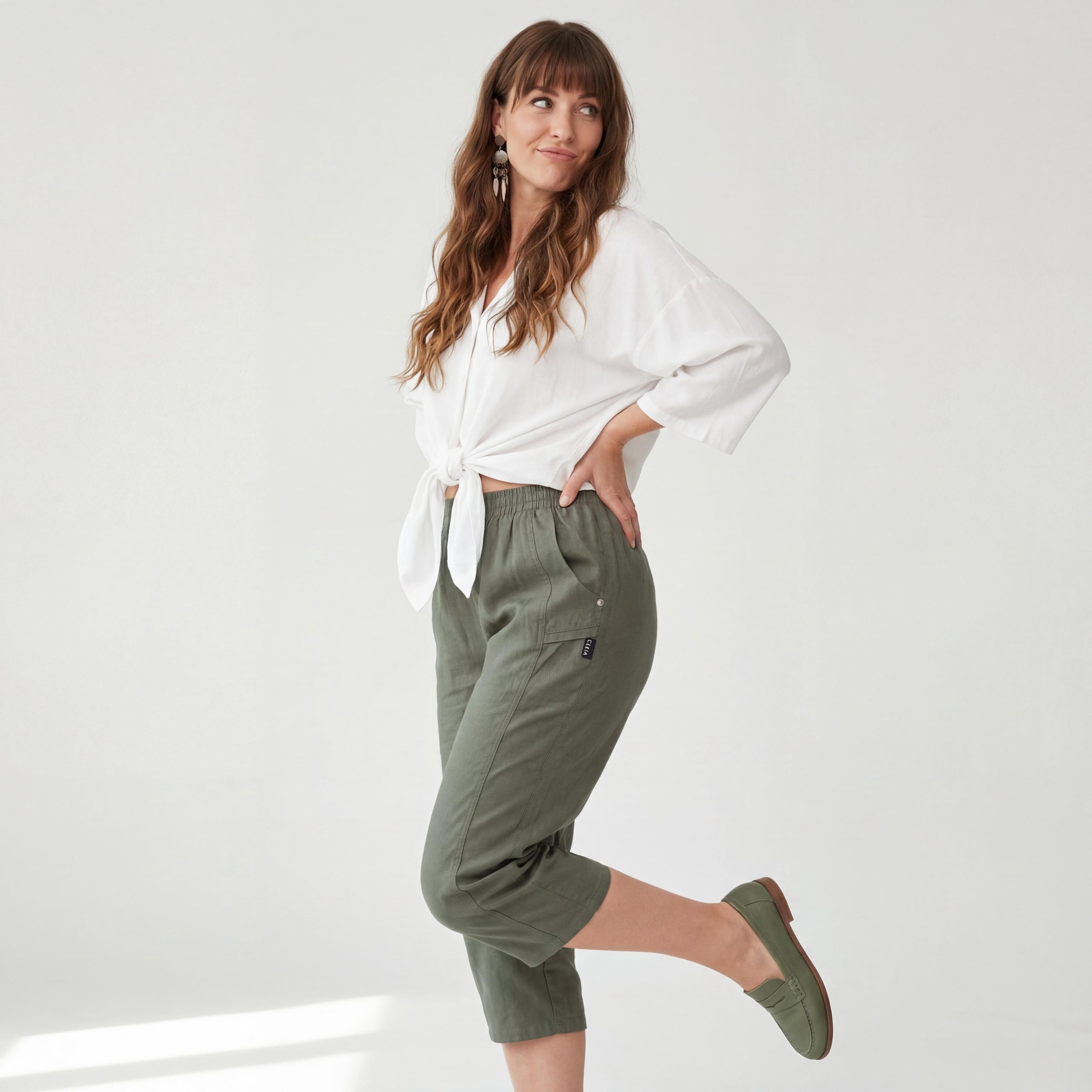 OriginalYou Caprihose Damen Sommerhose mit Stretch 7/8 Capri Schlupfhose bequemer Stretchbund, in den Größe 36 bis 50 erhältlich