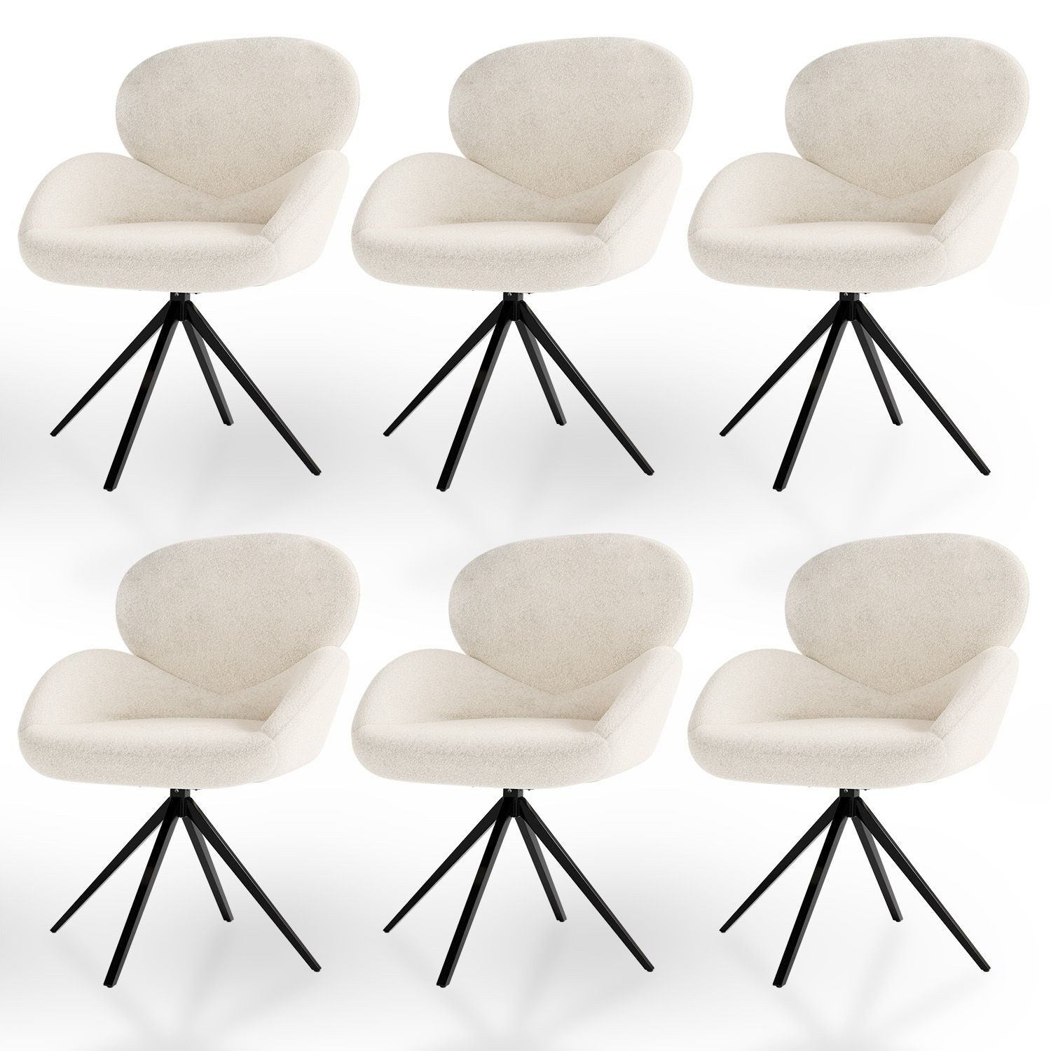 Juskys Esszimmerstuhl Albano (6 St), 360° drehbar, verstellbare Füße, einfache Montage, modernes Design