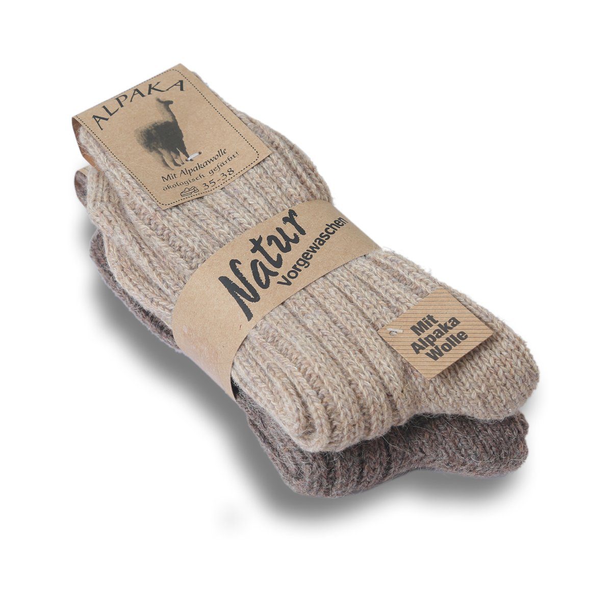 Winter beige Sonia Norwegersocken Alpakasocke Wolle 2 2er-Set Paar Originelli Warm Schaf "Dick"