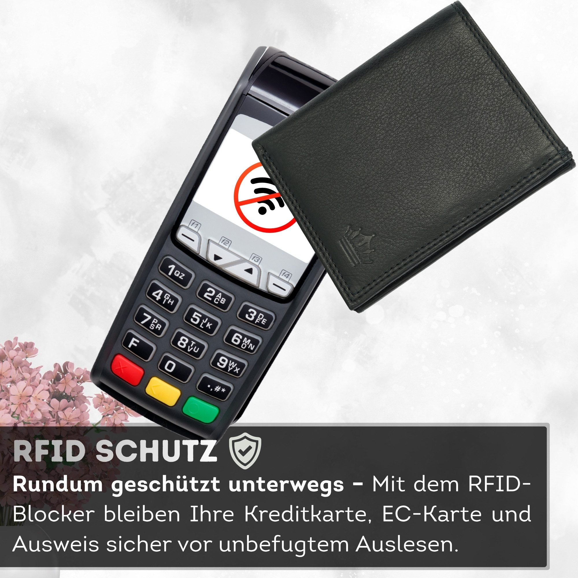 Manza Geldbörse eldbörse Wiener Schachtel Portemonnaie Echt Leder Geldbeutel RFID, Hochwertiges Leder, XXL-Münzfach