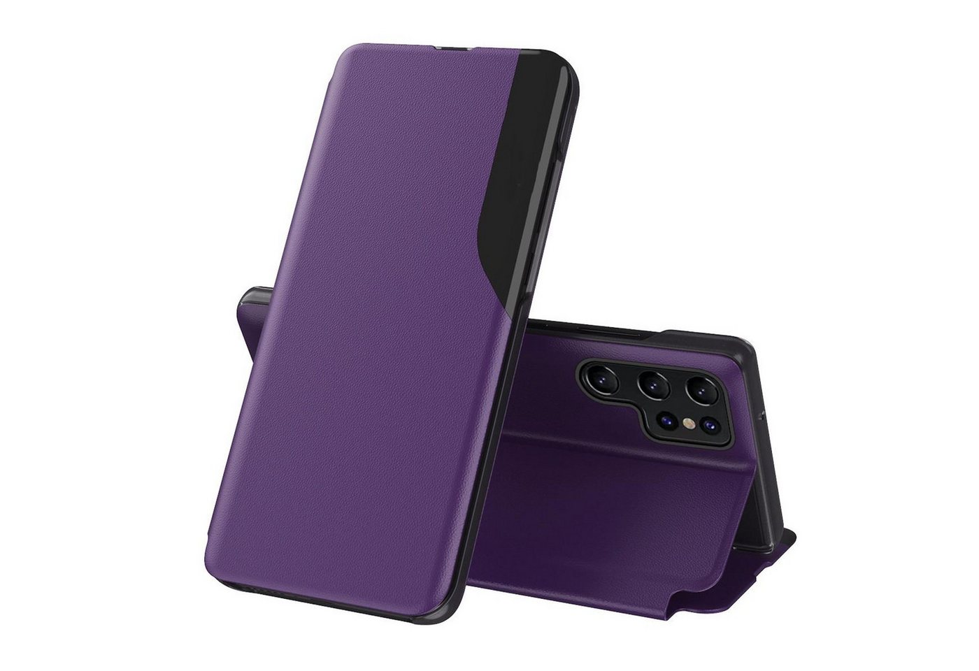 Wigento Handyhülle Smart View für Samsung Galaxy S26 Ultra Magnetische Fliphülle Lila 6,9 Zoll, Flip Case mit Sichtfenster und Standfunktion