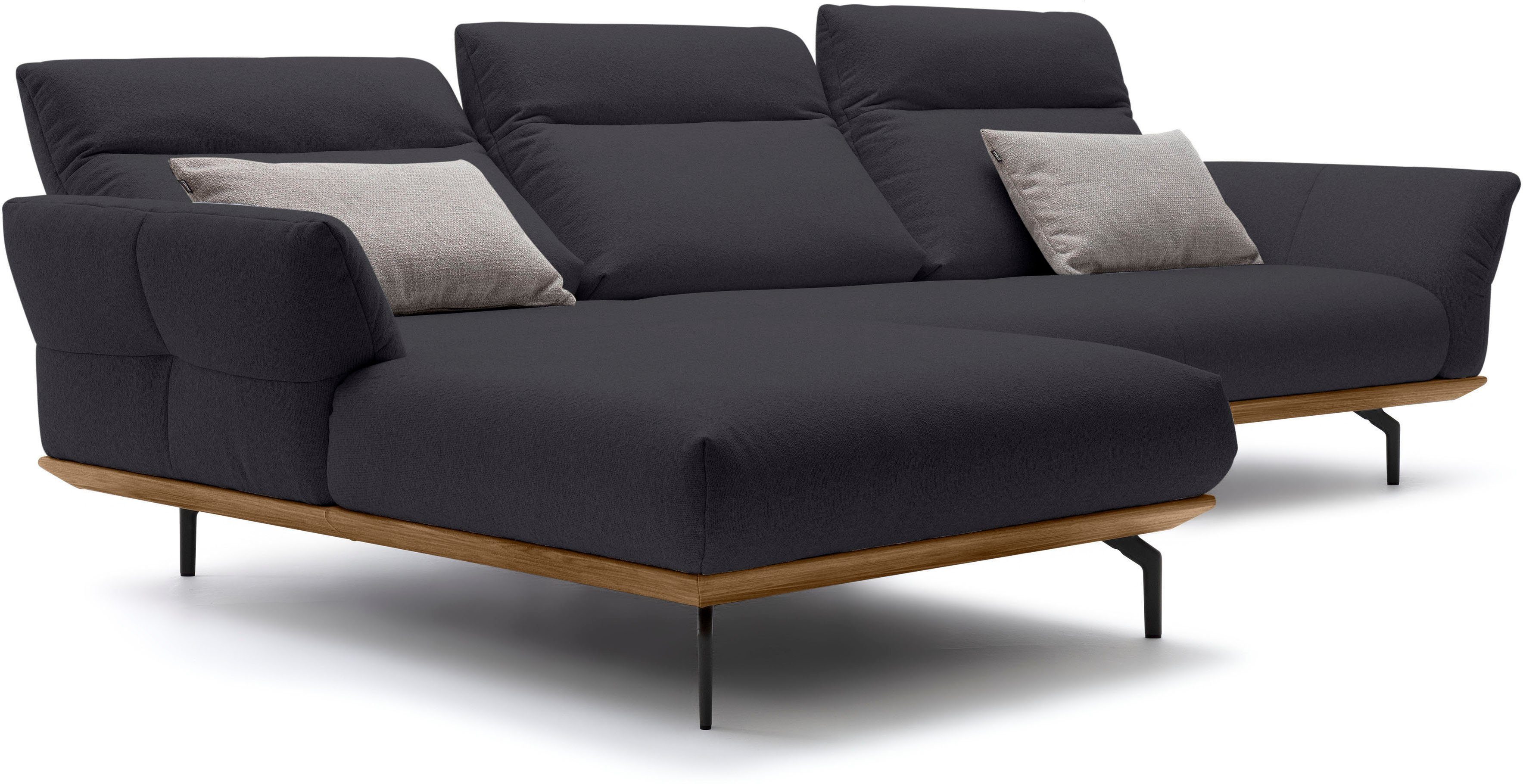 cm Ecksofa sofa in hs.460, hülsta Umbragrau, Sockel in 318 Winkelfüße Breite Nussbaum,