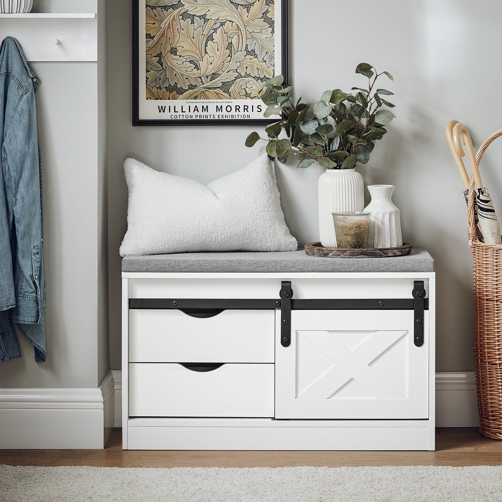 SoBuy Schuhbank FSR153, mit Sitzfläche, Schuhschrank schmal, mit Schiebetür günstig online kaufen