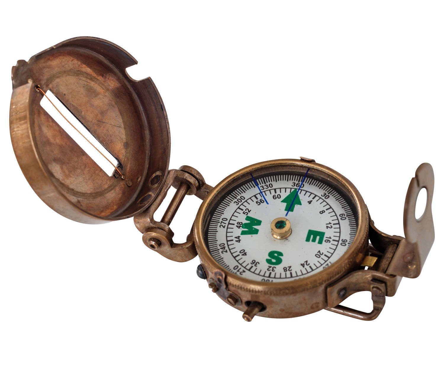 Schiff Navigation Glas Kompass Kompass Maritim R Antik-Stil Messing Dekoration Aubaho