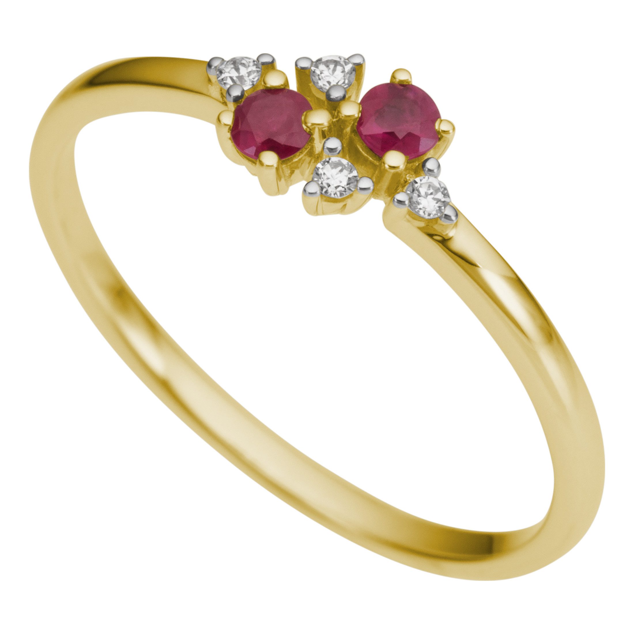 Firetti Fingerring Schmuck Geschenk Gold 375 Damenring Goldring Fantasie, mit Rubin - mit Brillanten