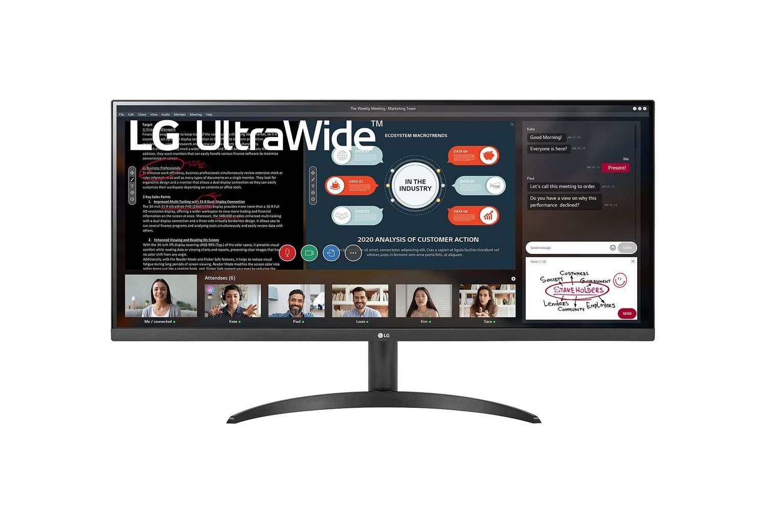 LG 34WP500-B Gaming-Monitor (86.7 cm/34 ", 2560 x 1080 px, 5 ms Reaktionszeit, IPS, 16:9, schwarz)