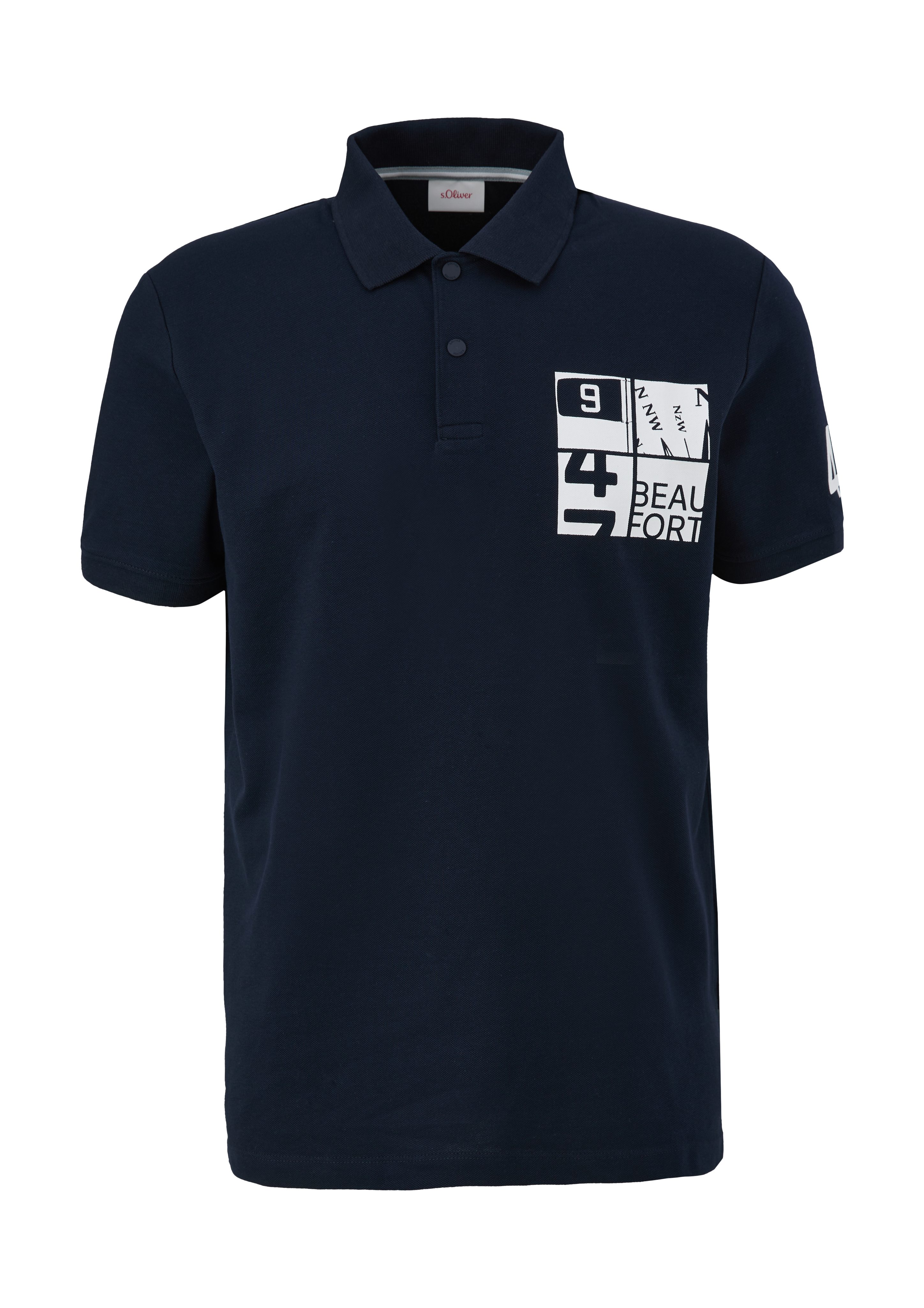 s.Oliver Baumwollstretch Poloshirt Kurzarmshirt aus Logo navy