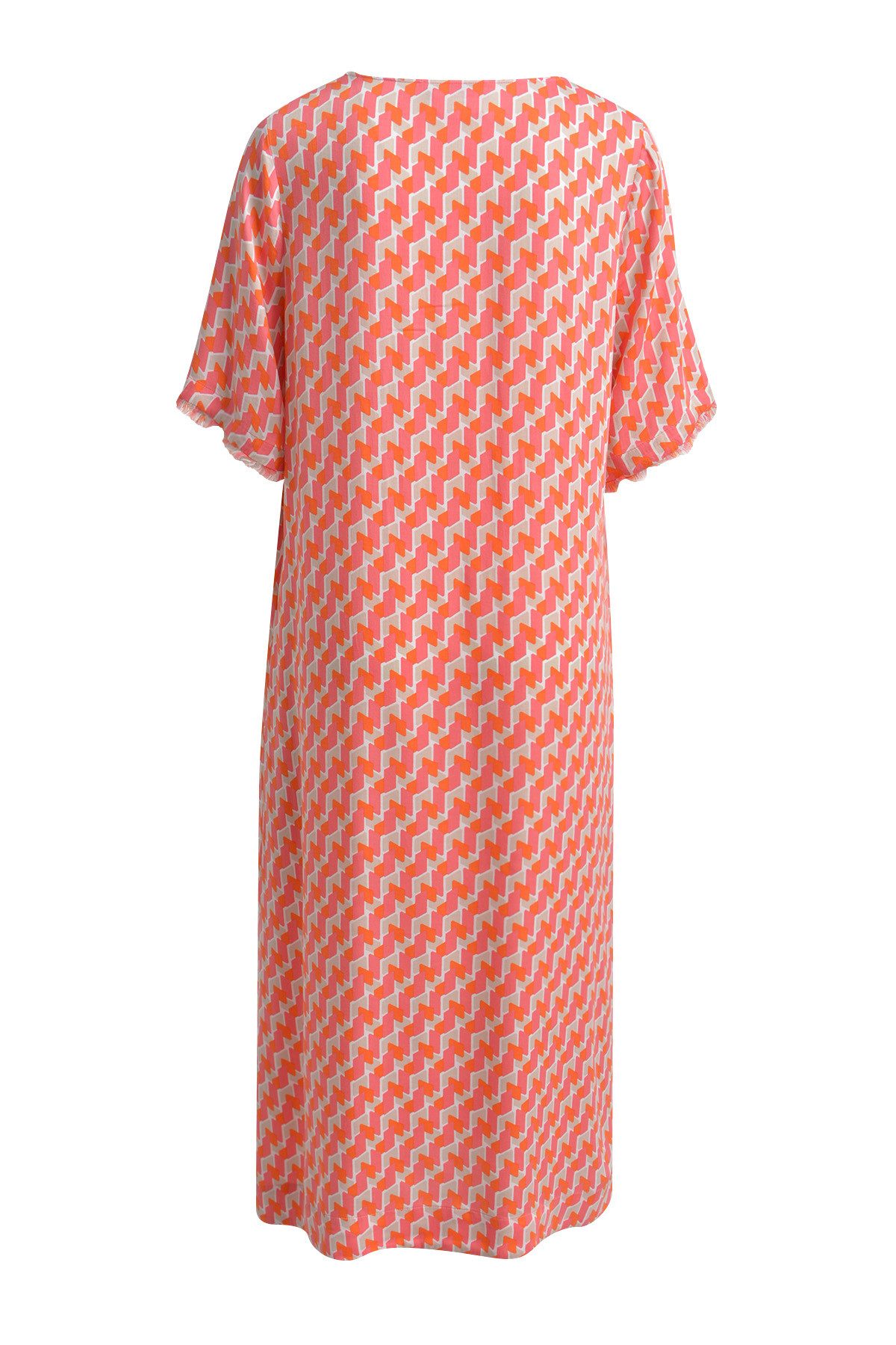 Smith & Soul Maxikleid Straight V-neck Dress with Fringes - oat milk print