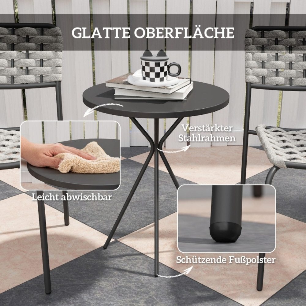 REDOM Sitzgruppe 3-tlg. Polyrattan, mit 2 stapelbaren Stühlen & Tisch, für 2 Personen, (Set, 3-tlg., Outdoor Lounge & Balkonmöbel für Garten, Terrasse & Balkon), Wetterfest & platzsparend – ideal für kleine Außenbereiche