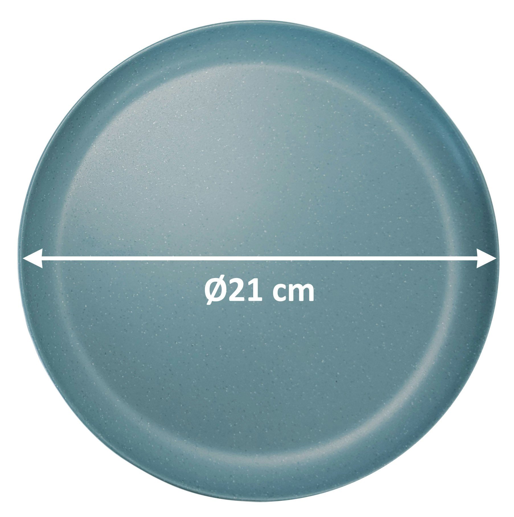 Spetebo Kunststoffteller Melamin Speiseteller 6er Set 21 cm - 3 Farben sortiert, (6 St), Robuster Kunststoff Camping Teller bruchsicher