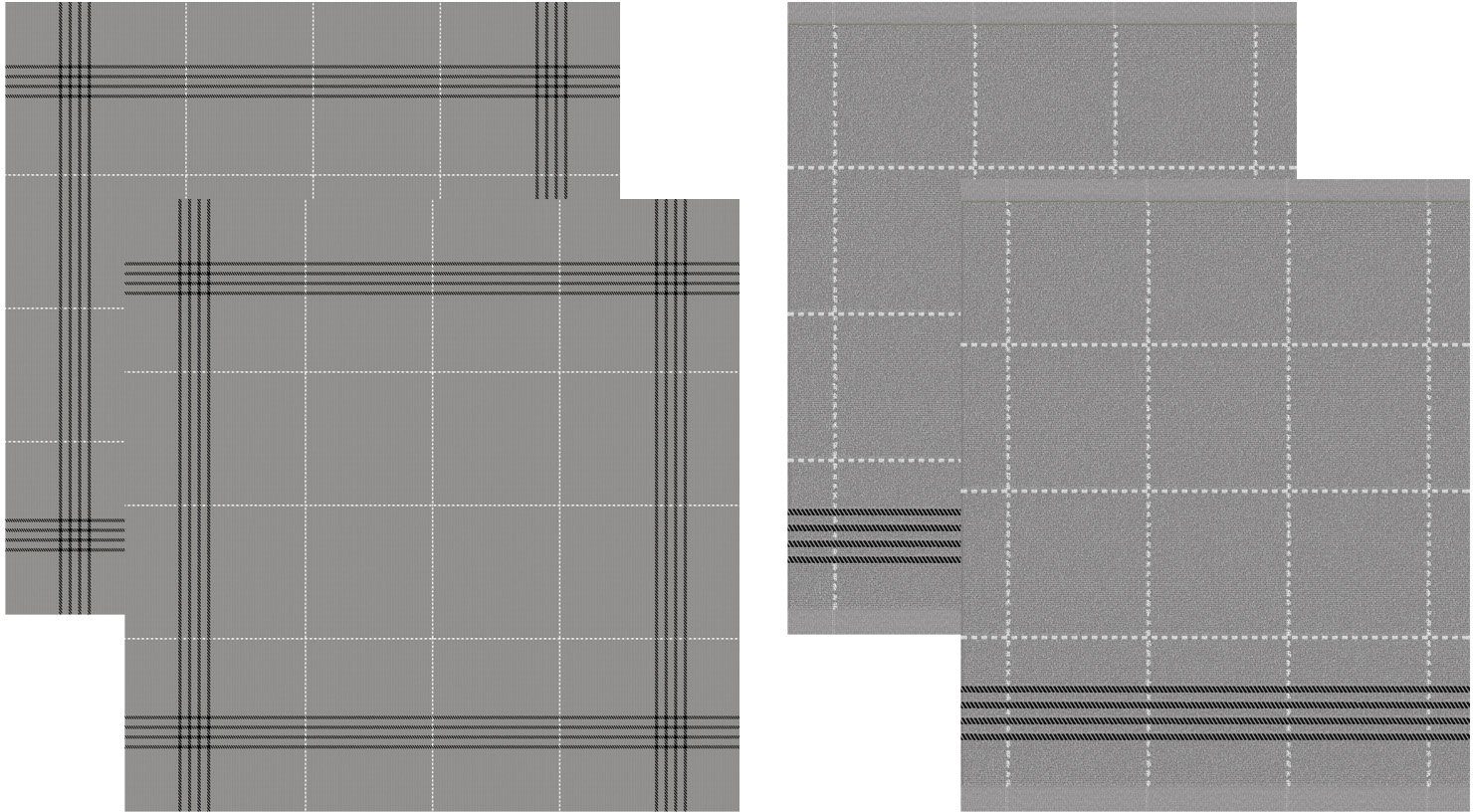 DDDDD Geschirrtuch Morvan, (Set, 4-tlg., Combi-Set: bestehend aus 2x Küchentuch + 2x Geschirrtuch) grau
